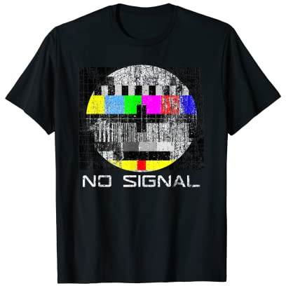 TV-Logo im Vintage-Stil, kein Signal, lustiges Retro-Muster, Farbe T-Shirt