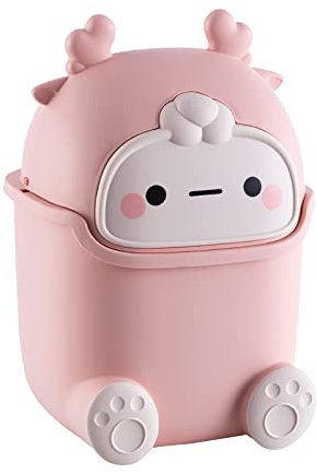 Aiabaleaft Simpatico cestino a forma di animale, per bagni, cucine, uffici, cestino per rifiuti da tavolo (rosa)