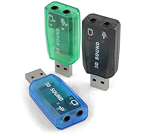 VizGiz 3 Pack USB Sound Card Adapter 5.1 Channel 3D External USB to 3.5MM 1/8 Audio Jack Stereo Headset Mic Microphone Headphone Earphone Plug and Play for Raspberry Pi Windows Mac Linux PC Computer