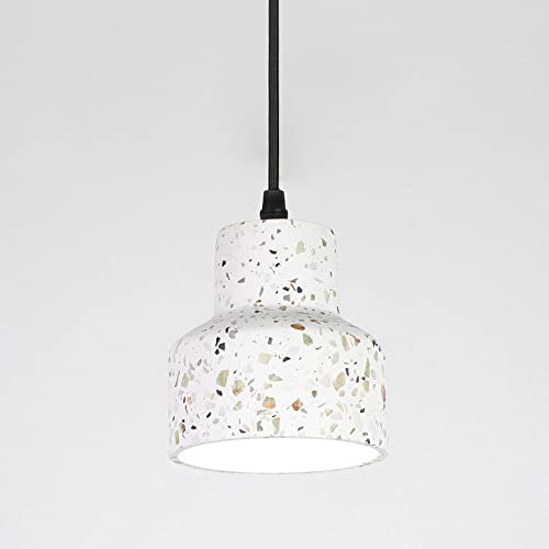 Suspension Industrielle Terrazzo Mini Lampes Suspendues en Ciment Blanc E27 Ampoule Luminaire (Non Inclus) Lampes De Suspension Créatives Modernes en Béton pour Chambre Chevet, Cuisine