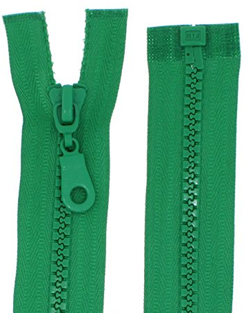 Reißverschlüsse Kunststoff Plastik Reißverschluss grob 5mm teilbar (60 cm, grün)
