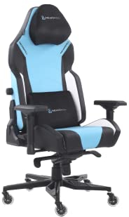 NEWSKILL Banshee Silla Gaming con Respaldo reclinable 180°, Soporte Lumbar Ajustable, tapizado Premium de Piel sintética y reposabrazos 4D Azul