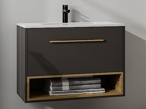 Vente-unique - Meuble sous Vasque Suspendu Anthracite - 120 cm - YANGRA
