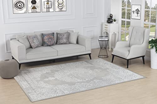 Livabliss Agadir Vintage groß - Wohnzimmer 200x275 cm, Esszimmer, Schlafzimmer, Boho Kurzflor, pflegeleicht in Hellbeige
