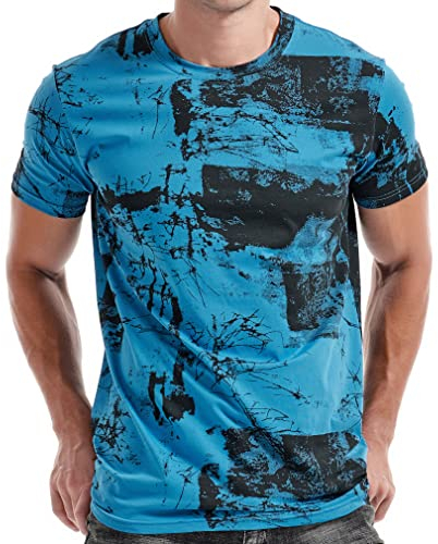 RONOMO Herren-T-Shirt mit modischem Print, Freizeit-Shirt, XXL