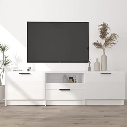 Mobile Porta TV,mobile tv soggiorno mobile tv moderno con Spazio di Archiviazione Adatto per camera da letto, soggiorno, B&B, hotel Bianco Lucido 140x35x40 cm in Legno Multistrato
