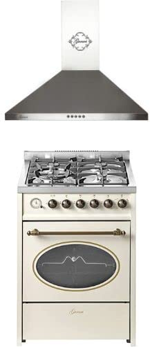 GURARI GCH G 614 CR + 147 Cuisinière à gaz 60 cm en acier inoxydable 1000 m³/h Très absorbante sur pied 60 cm Gaz naturel Fl.Gas 4 kW WOK, barbecue à gaz, Range Cooker, tiroir avec push-pull