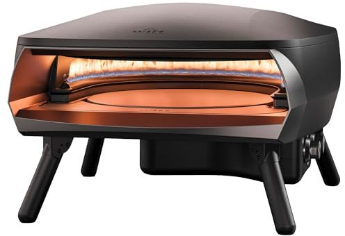 WITT Horno de pizza a gas Witt Etna giratorio para pizza napolitana y en bandeja, lasaña, piedra giratoria automática (negro)