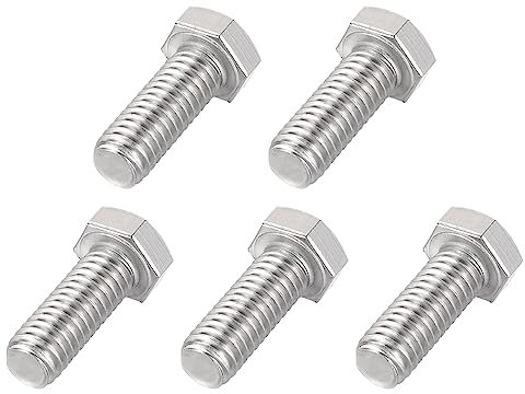 QUARKZMAN 3/8-16x1 Hexagonales Pernos x 5uds Hexagonal Tornillo Perno Sujetador para Fijación y Reparación Objetos, [Plateado Tono, 304 Inoxidable Acero]