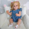 MineeQu 22 Zoll Wurzeln Blonde Haar Lebendige Wiedergeborene Babypuppe Gefertigt aus Ganzkörper-Silikon-Vinyl Anatomisch Korrekte Realistische Neugeborene Kleinkindpuppen Wasserfeste für Mädchen
