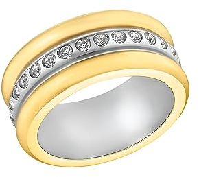 s.Oliver Ring Edelstahl Damen Ringe, mit Zirkonia synth., Bicolor, Kommt in Schmuck Geschenk Box, 2036837