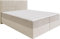 DELIFE Boxspringbett Dream-Well Bouclé Creme-Weiß 160x200 cm mit Taschenfederkernmatratze und Topper Visco