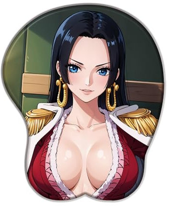 One Piece Boa·Hancock 3D Gaming-Mauspad aus Silikon mit Handgelenkauflage aus Stoff, 2-Wege-rutschfest, Gaming Zubehör für Desktop-Tastatur und Laptop