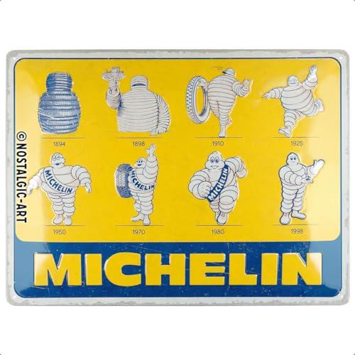 Nostalgic-Art Retro tin sign, 30 x 40 cm, Michelin – Logo Evolution – Gift idea for motor fans, made of metal, vintage design
