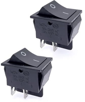 JZK 2x ON OFF Interruptor basculante de encendido y apagado 15A 250V 20A 125V AC 2 posiciones 4 terminales DPST 4 pines rectángulo interruptor botón encendido KCD