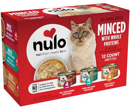 Nulo Grain-Free Minced with Whole Proteins Wet Canned Cat and Kitten Food, Variety Pack, 2.8 Ounce, 12 Cans