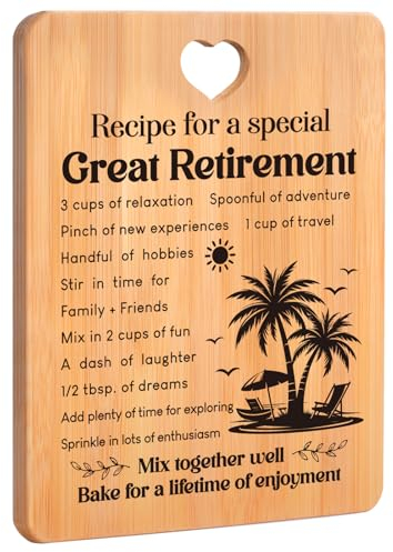 Retirement Gifts for Women - Exquisite Bamboo Chopping Board, Happy Retirement Gift, Retired Gifts for Women Men