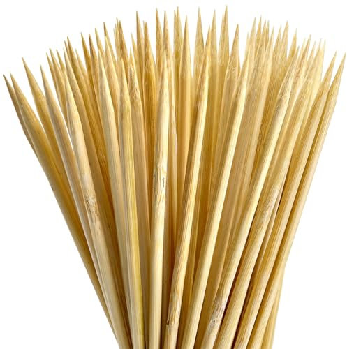 200PCS Natural Bamboo Skewers, 10 Inch Wooden Skewers for BBQ, Appetizers, Fruit, Cocktail, Grilling, Kabob, Chocolate Fountain - Thick Skewer Sticks for Party, Kitchen, Craft, Bouquet (Φ=4mm)