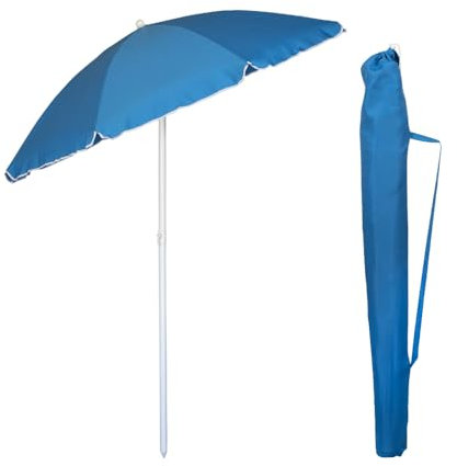 VIRSUS Ombrellone da Spiaggia 950, Diametro 180 cm, Tessuto Poliestere 440 gr, Asta in metallo da 32 mm, 8 Stecche, Snodo Regolabile, Ombrello da Mare con Sacca Tracolla (Azzurro)