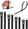 120 lbs Reusable Cable Ties 100 Pack, 200 mm x 7.6 mm Releasable Zip Ties, 8 inch Premium Nylon Plastic Tie Wraps, Heavy Duty Self Locking Cable UV Resistant for Tidy Wires, Workshop, Garden, Black