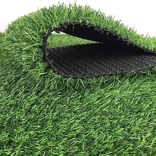 Gazon artificiel haute densité – Gazon synthétique résistant aux intempéries avec trous de drainage pour entrée, chien, terrasse – Décoration d'intérieur