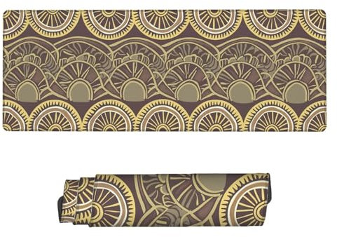 Mouse Mat, Desk Mat Large, Mouse Pad Brown, Desk Accessories Boho Mouse Pad with Waterproof Surface, Desk Protector Mat with Anti-Slip Base, Large Mouse Pad for Gaming, Office (1200 x 600 x 3 mm) X-7