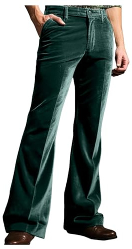 Foweknow Schlaghose Herren Samt Freizeithose 70Er Jahre Karneval Disco Outfits Einfarbig Bequeme Ausgestellte Hose Modische Männer Fasching Kleidung Regular Fit Outdoorhose