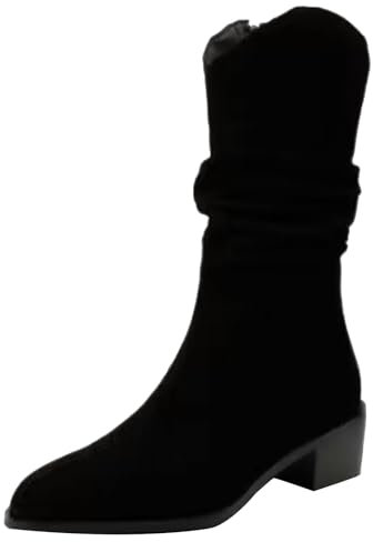 Generico Stivali Texani Camperos Texani Invernali Stivaletti Equitazione Camperos Texani Donna Stivaletto Cerniera Stivali Donna Indianini Tronchetti Tacco Medio a Punta Scarponcini