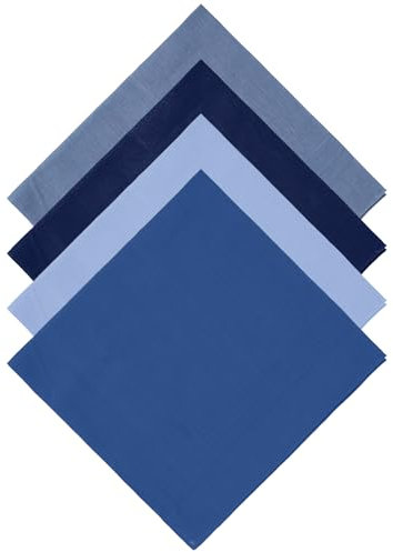 TIESOME Taschentücher Herren, 4 Stück 40cm x 40cm Taschentücher Stoff, Herrentaschentücher, Baumwolle, Klassische Herren Taschentücher, Wiederverwendbar, Geschenk für Männer, Blau (4 Farben)(Farbe A)
