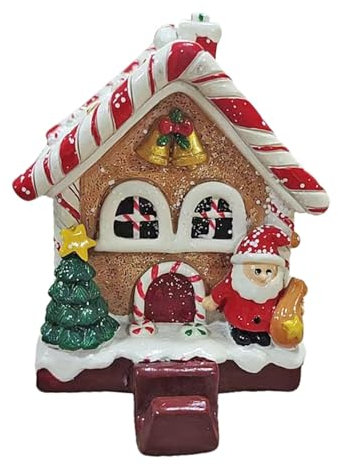Supporto per calza di Natale a forma di casa di pan di , decorazione in resina, decorazione per feste in stile cartone animato, decorazione per casa, caminetto, ingresso