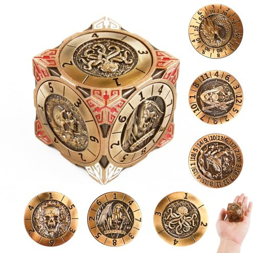 ORUZA DND Metal Spinner Dadi 7 in 1 Roulette Cubic Dadi con rilievo 3D per D&D RPG MTG Warhammer 40K Sci-Fi, guerra tema gioco di ruolo
