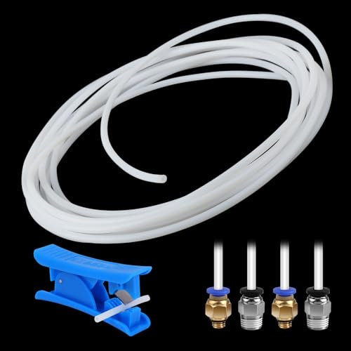 6m PTFE Schlauch, 2,5mm ID × 4mm OD 3D Drucker Schlauch mit Schlauchschneider, Weiß PTFE Tube Teflonschlauch Geeignet für 3D-Druckern 1,75 mm Filament