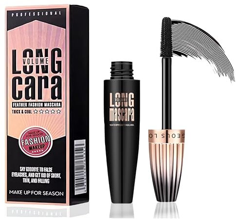 4D Wimperntusche Schwarz – Wasserfeste Mascara für Volumen & Länge, Wischfeste Formel, Langanhaltend, Natürliches Augen Make-up, Mascara für Wimpernverlängerung, Kein Verschmieren, 10 ml