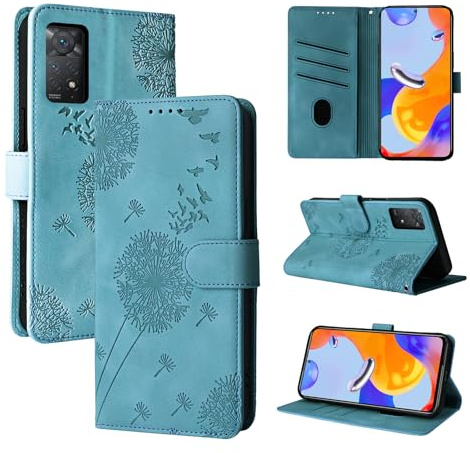 Rostsant Handyhülle für Xiaomi Redmi Note 11 Pro 4G/5G Löwenzahn Blau | Note 11 Pro+ 5G/Note 12 Pro 4G PU Leder Flip Case Brieftasche Tasche Hülle Magnetisch Handyhülle