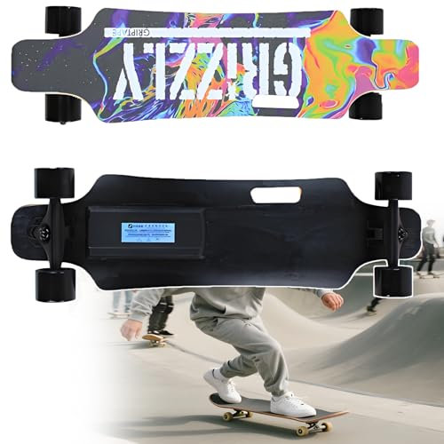 Elektrisches Longboard-Skateboard mit Fernbedienung, 25 km W/4400 mAh Akku, 8 km Reichweite, reibungsloses Bremsen und 4-Gang-Steuerung, 90 kg Kapazität, Maple Deck, TypeB