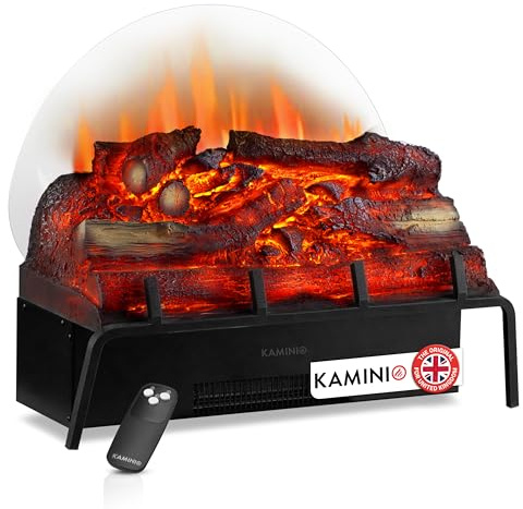 KAMINIO Camino elettrico NOAH - Inserto per caminetto elettrico con riscaldamento, effetto 3D, telecomando