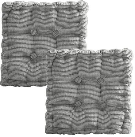 Chingcoo 2er Set Sitzkissen Outdoor, 40x40cm Dicke Bodenkissen,Hellgrau Sitzpolster Stuhlauflage Stuhlkissen Polster Auflage Indoor Outdoor für Wohnzimmer Büro Konferenzraum