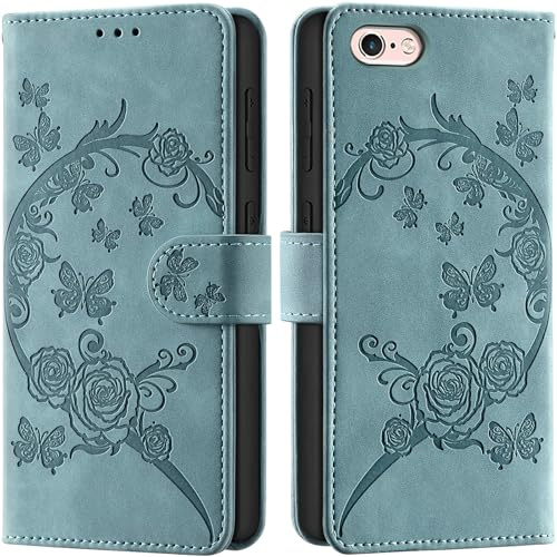Phone Case for iPhone 6 / 6s, Green | RFID Blocking, Card Slots, Kickstand, Magnetic Closure, Shockproof Flip Cover Leather Wallet