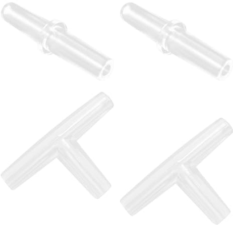 Ctyjia 4Pcs Aquarium Air Line Connectors, I Type and T Type Fitting, Aquarium Air Pump Accessories Set, for 4mm ID Airline Tubing