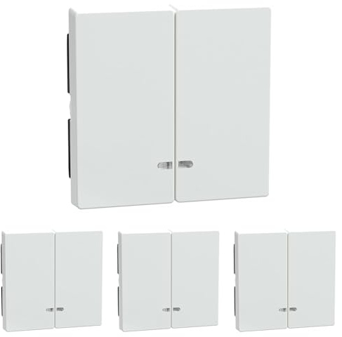 Schneider Electric Merten Doppelwippe mit Kontrollfenster, aktivweiss glänzend, System M, Artikelnummer MEG3420-0325 (Packung mit 4)