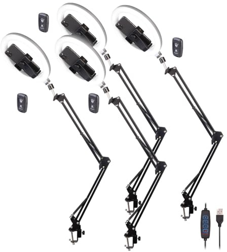 Somikon iPhone Dokumentenscanner: 4er-Set Dokumentenscanner- & Overhead-Stative, 10-Ringlicht, Auslöser (DIN A1, DIN A3)