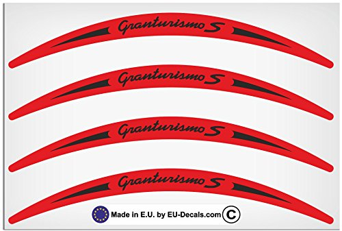 EU-Decals - MioVespa Collection Granturismo S 4X Adesivo per cerchione lungo Nero su Rosso per vespa GTS 300 Super Sport adesivi Laminati