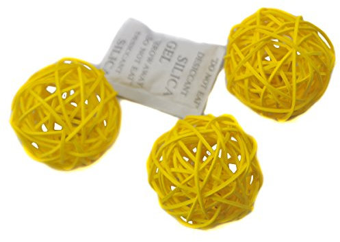 6 Stück Natur Wicker Rattan Kugeln Tischschmuck Hochzeit Party zum Aufhängen Wobble Ball Weihnachten Deko 8cm Gelb