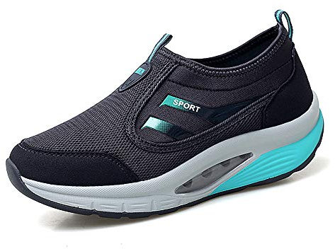 lovejin Mujer Zapatillas Deportivas de Correr Plataforma Cuña Zapatos Moda Fitness Adelgazar Planos Sneakers