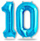 FUNXGO Folien-Ballon 10, Helium-Ballon, Luftballon-Zahl, nachfüllbare Riesen-Ballonzahl, Party-Deko zum 10. Geburtstag, Jubiläum, Hochzeit, blau