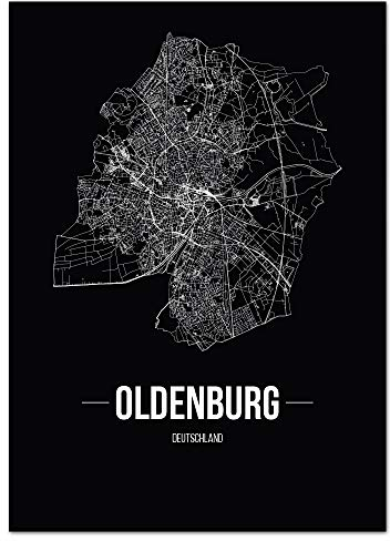 JUNIWORDS Stadtposter - Wähle Deine Stadt - Oldenburg - 40 x 60 cm Poster - Schrift B - Schwarz