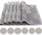 Time to Sparkle Set of 12 PCS Vinyl Woven 6pcs Placemats + 6pcs Coasters Place Mats Non slip Table Mats Waterproof Heat-resistant Dining Table Mats Decor (Grey Snowflake)