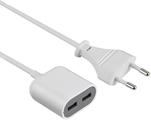 Electraline 500342 Prolunga con 2 Porte Output 2.4A, 1,5 Mt, Grigio, 2 USB A