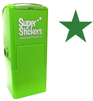 SuperStickers Star Pre Inked Stamper - Green,28mm
