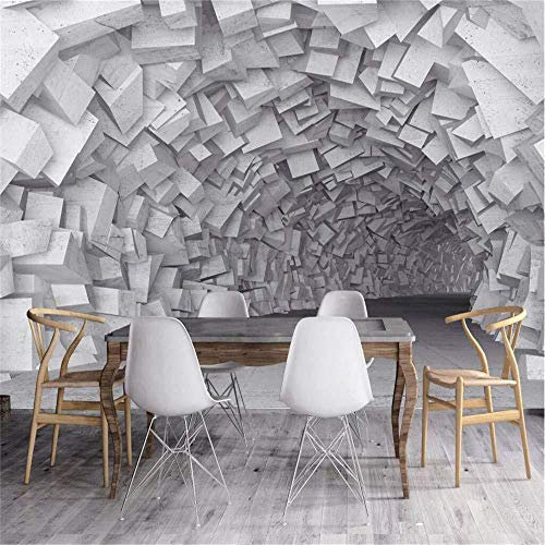 European Extension 3D Tunnel Wind Tunnel 3D TV Background Wall Murals 3D Wallpaper Grey Wall Sticker border-200cm×140cm